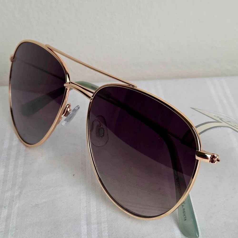 Oscar de la Renta Aviator Chic Unisex Sunglasses Gold Purple Gradient 100% UV